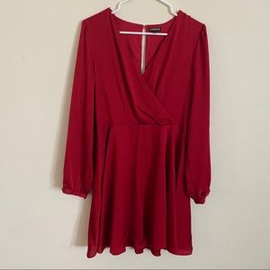 Express Balloon Sleeve V-Neck Dress